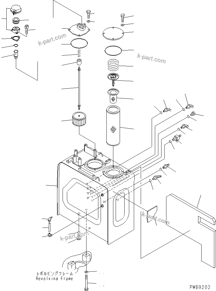 Komatsu parts book diagram for PC228UU-1-TN S/N 10001-UP: HYDRAULIC TANK (TUNNEL SPEC.)(#10022-10573)