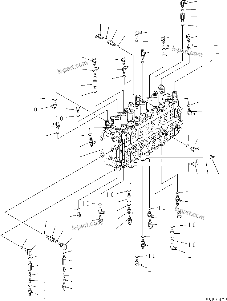 Komatsu parts book diagram for PC228UU-1-TN S/N 10001-UP: MAIN VALVE (CONNECTING PARTS) (TUNNEL SPEC.)(#10001-10021)