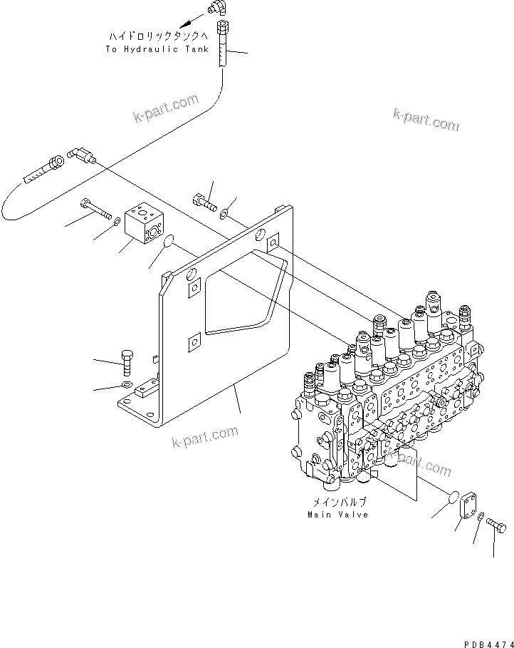 Komatsu parts book diagram for PC228UU-1-TN S/N 10001-UP: MAIN VALVE (VALVE BRACKET AND PIPING) (TUNNEL SPEC.)(#10001-10021)