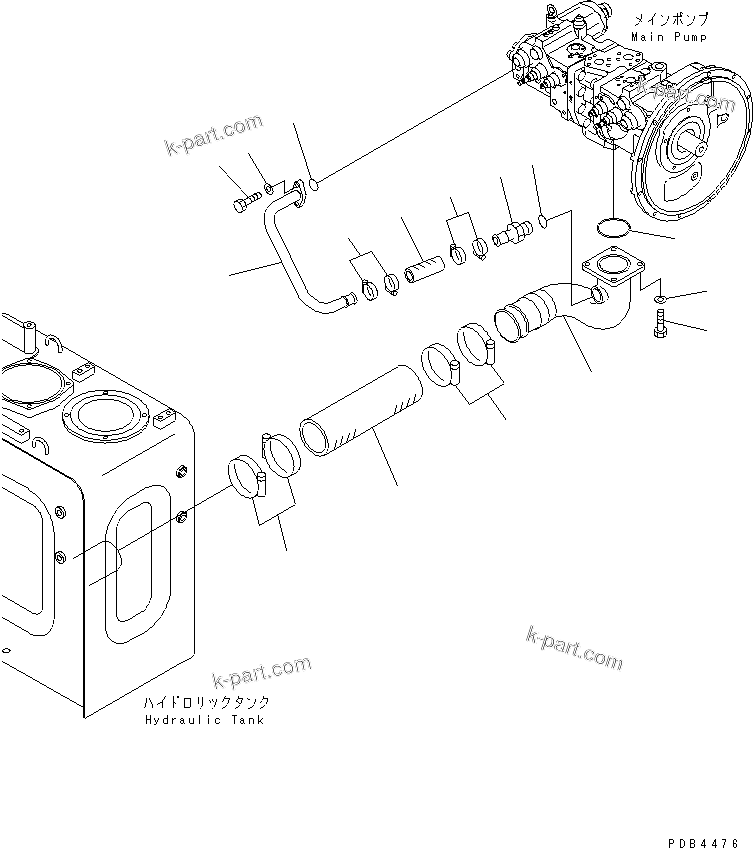 Komatsu parts book diagram for PC228UU-1-TN S/N 10001-UP: SUCTION LINE(#10001-10021)