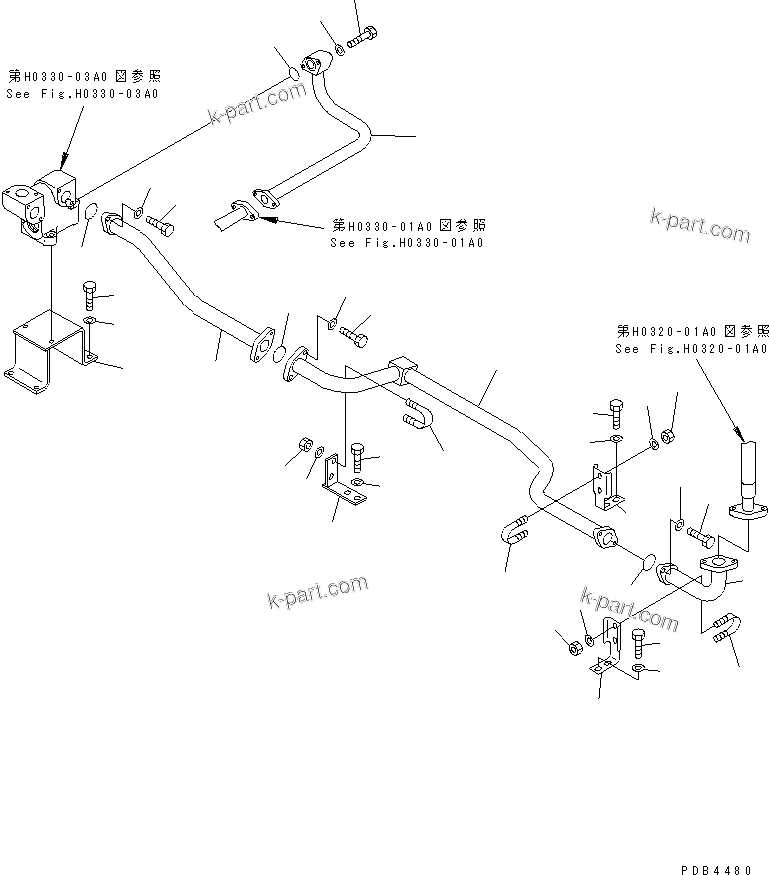 Komatsu parts book diagram for PC228UU-1-TN S/N 10001-UP: RETURN LINE (TUBE) (1 ACTUATOR)(#10001-10021)