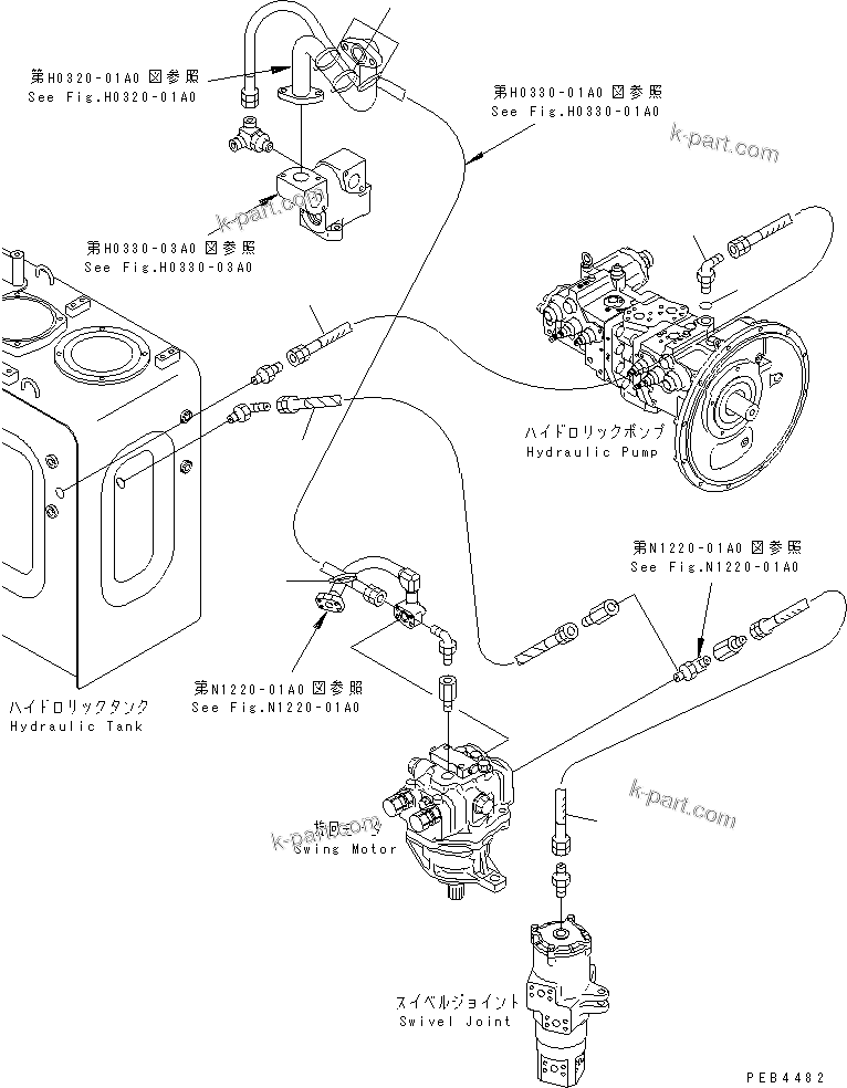 Komatsu parts book diagram for PC228UU-1-TN S/N 10001-UP: DRAIN LINE(#10001-10021)