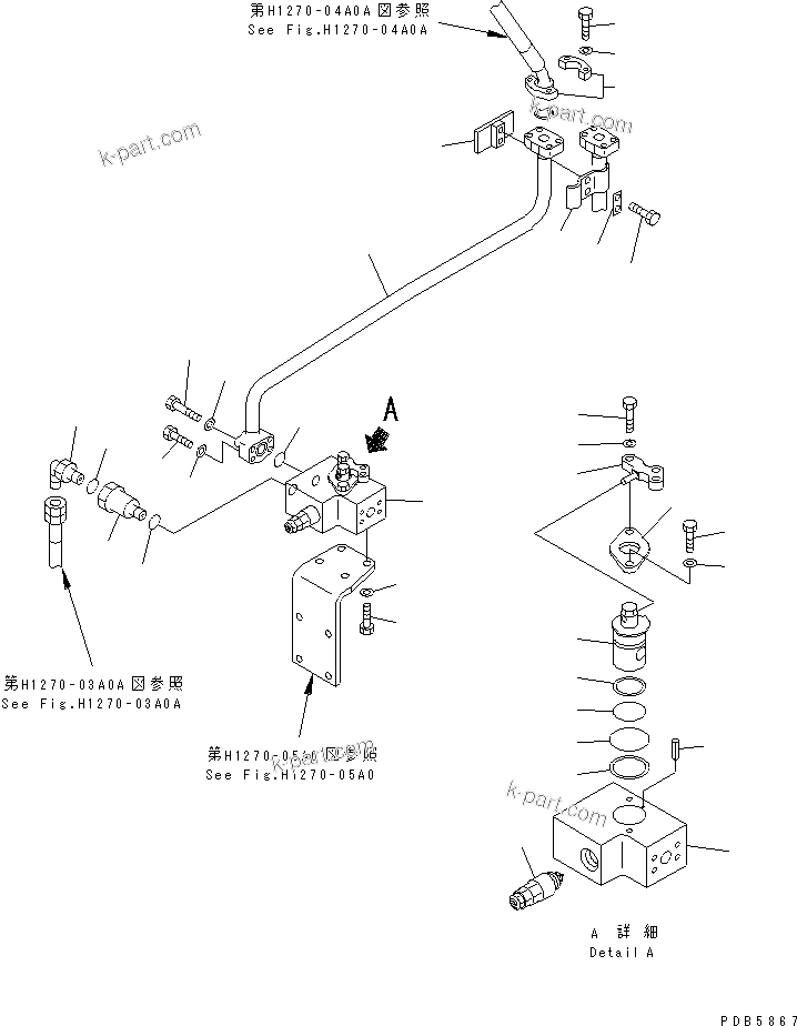 Komatsu parts book diagram for PC228UU-1-TN S/N 10001-UP: ATTACHMENT LINE (1 ACTUATOR) (CROSS VALVE ? L.H.)(#10022-10573)