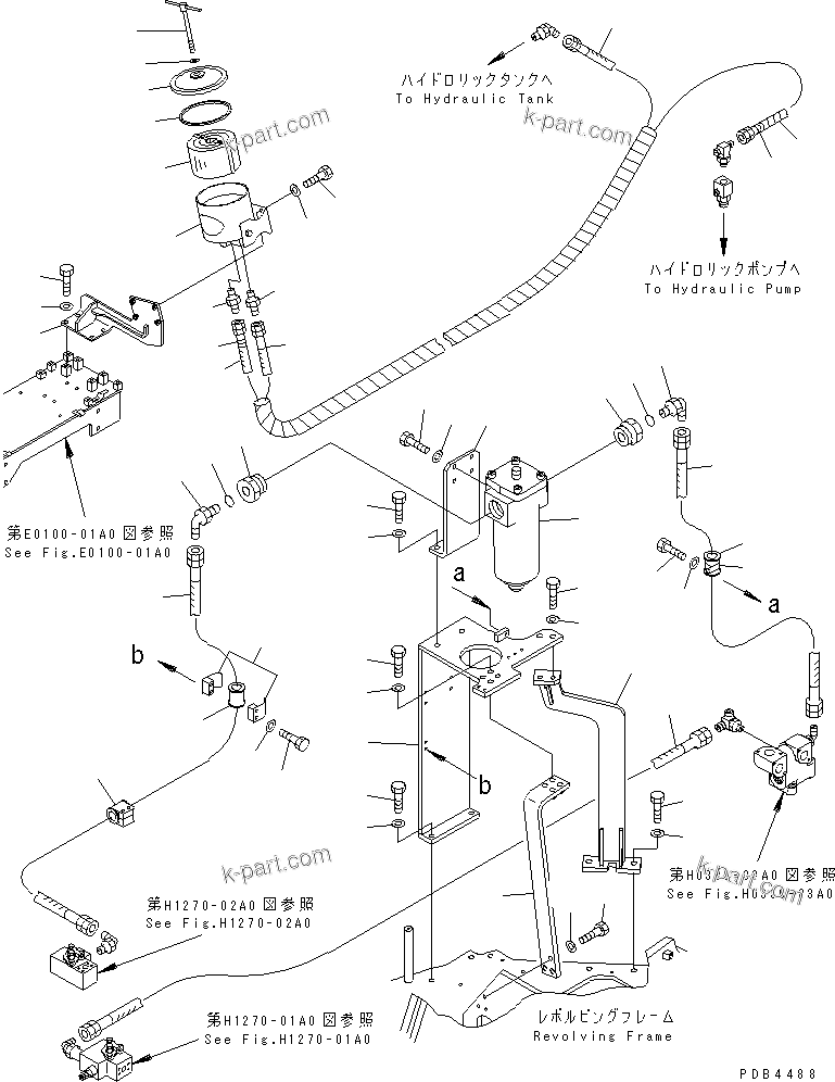 Komatsu parts book diagram for PC228UU-1-TN S/N 10001-UP: ATTACHMENT LINE (1 ACTUATOR) (RETURN)(#10001-10021)