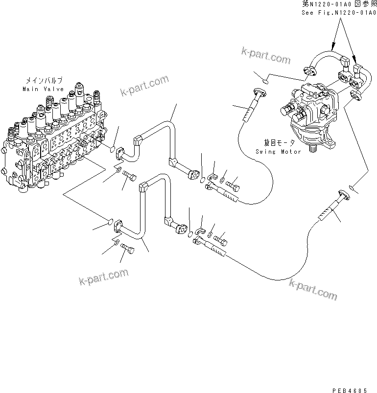 Komatsu parts book diagram for PC228UU-1-TN S/N 10001-UP: SWING LINES(#10001-10021)