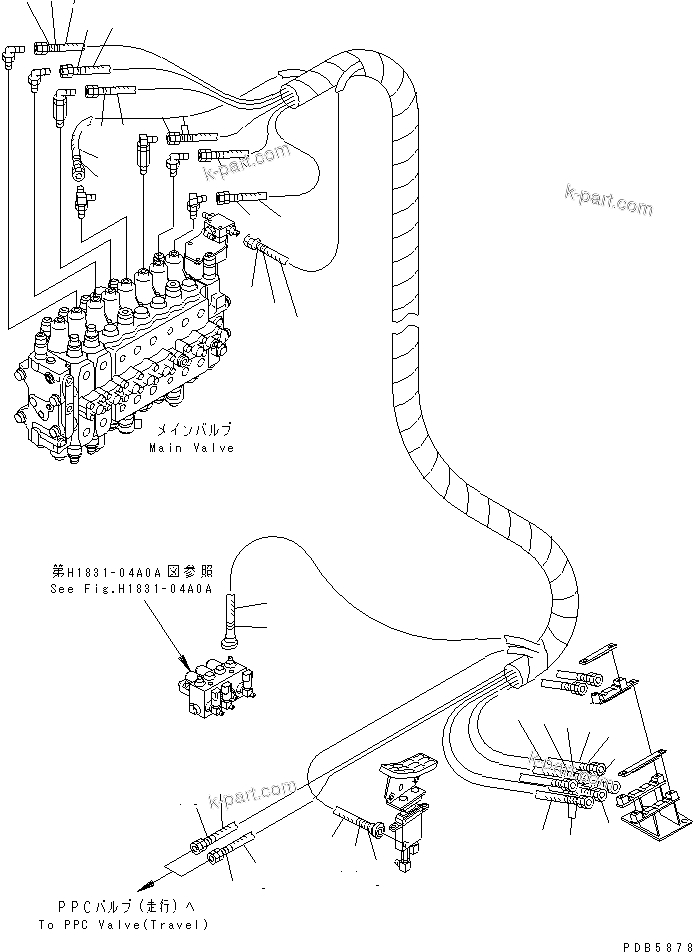 Komatsu parts book diagram for PC228UU-1-TN S/N 10001-UP: PPC MAIN LINE (VALVE PPC) (VALVE UPPER LINE) (1 ACTUATOR) (TUNNEL SPEC.)(#10022-10324)