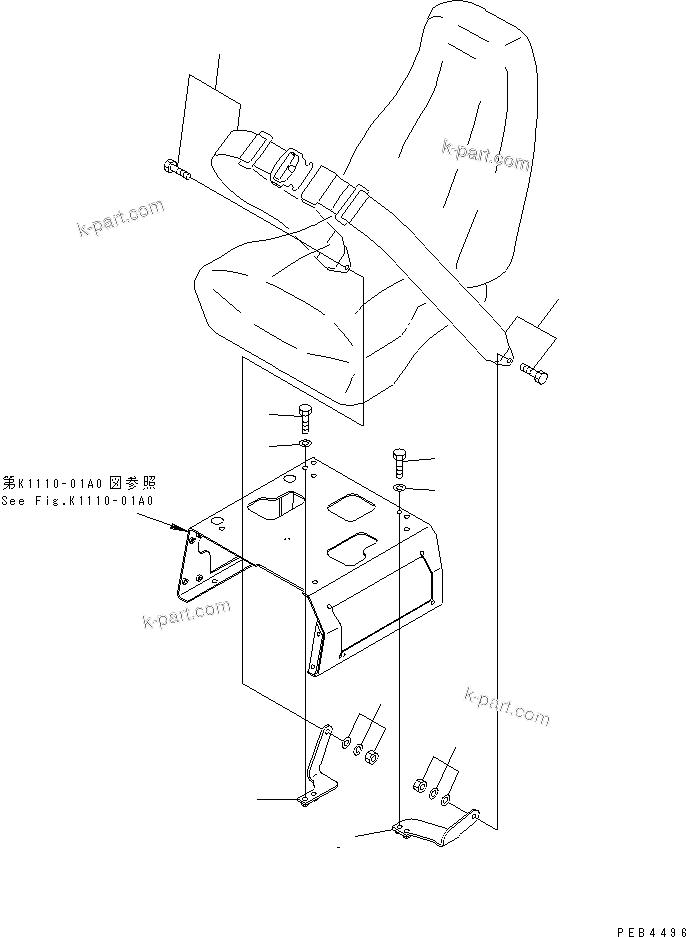 Komatsu parts book diagram for PC228UU-1-TN S/N 10001-UP: SEAT BELT(#10001-10573)