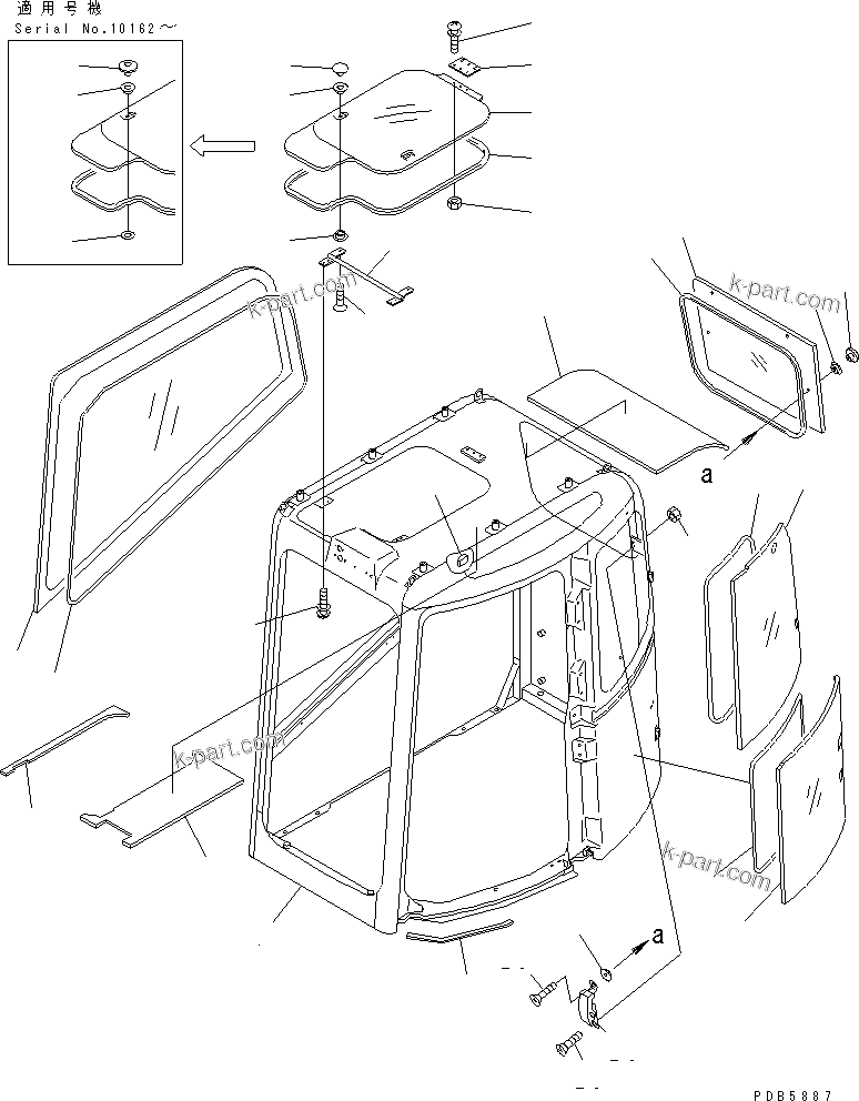 Komatsu parts book diagram for PC228UU-1-TN S/N 10001-UP: OPERATOR'S CAB (CAB)(#10022-10573)