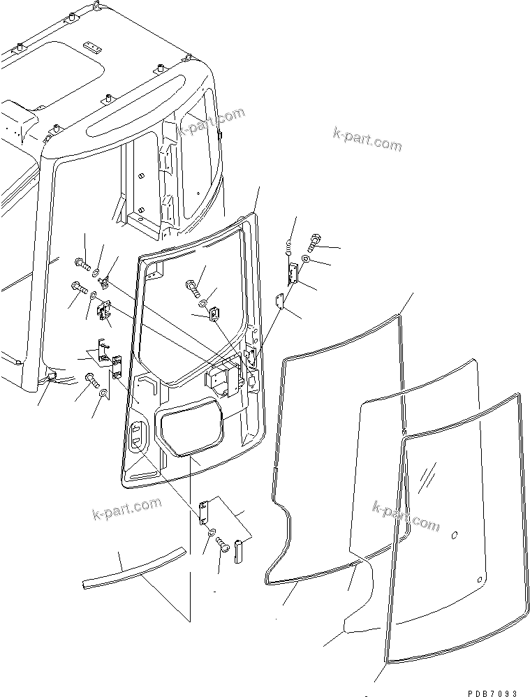 Komatsu parts book diagram for PC228UU-1-TN S/N 10001-UP: OPERATOR'S CAB (DOOR)(#10022-10363)