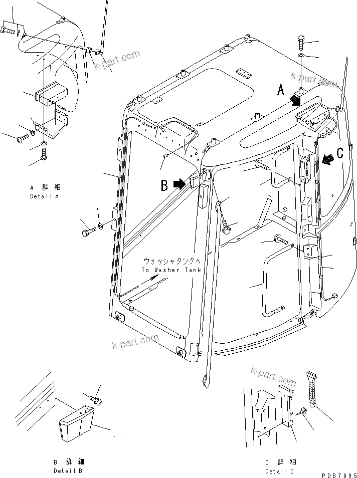 Komatsu parts book diagram for PC228UU-1-TN S/N 10001-UP: OPERATOR'S CAB (ACCESSORIES) (WITH HEAD GUARD)(#10022-10573)