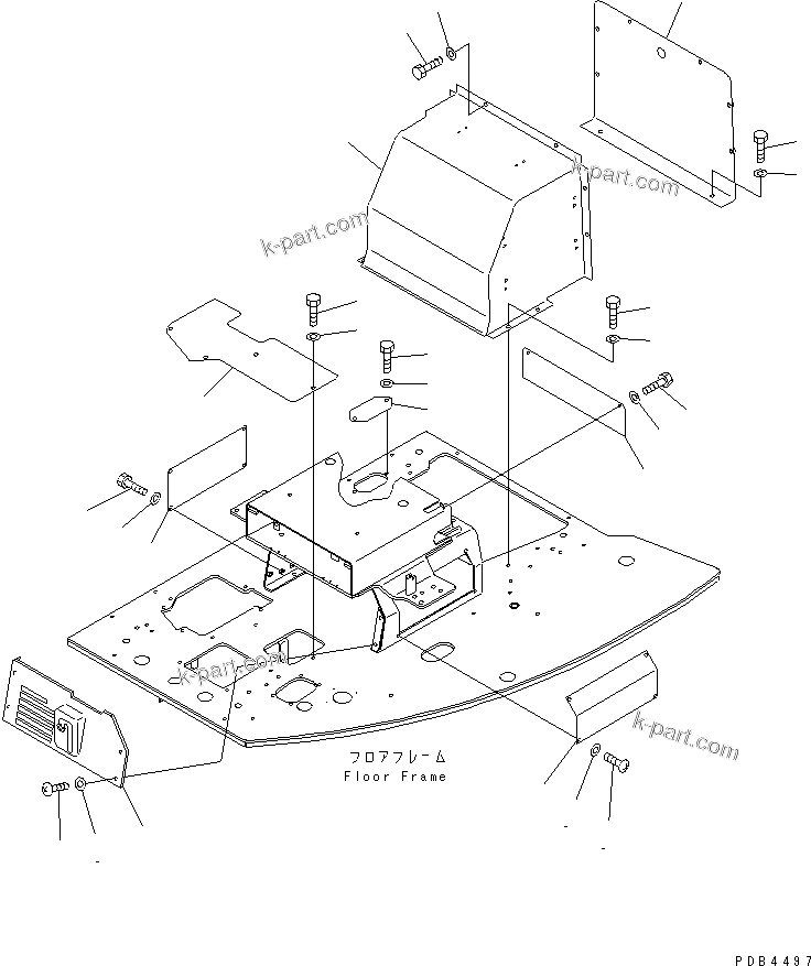 Komatsu parts book diagram for PC228UU-1-TN S/N 10001-UP: FLOOR COVER(#10001-10021)