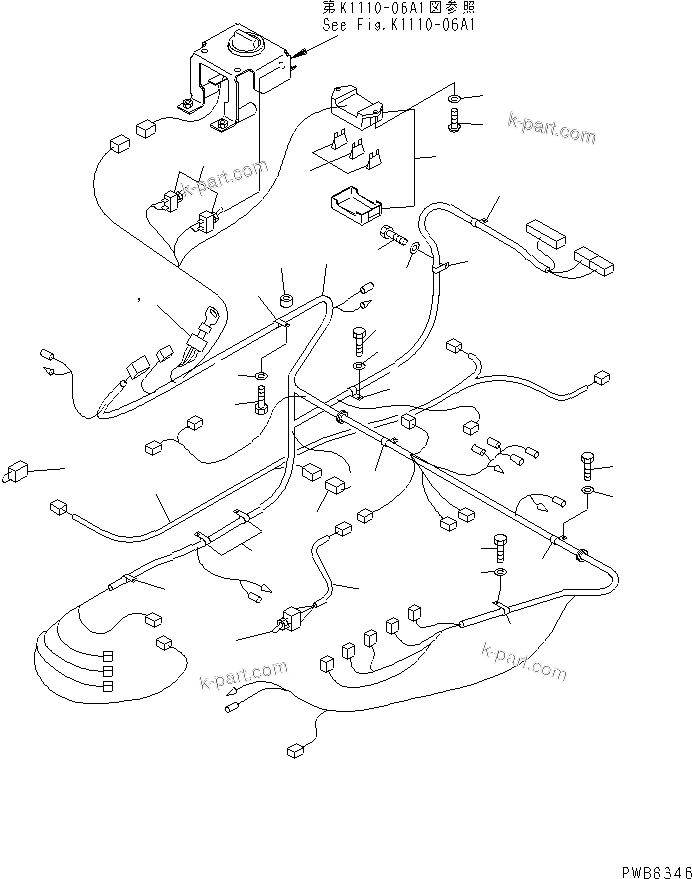 Komatsu parts book diagram for PC228UU-1-TN S/N 10001-UP: FLOOR FRAME (WIRING) (TUNNEL SPEC.) (WITH CAB)(#10030-10573)
