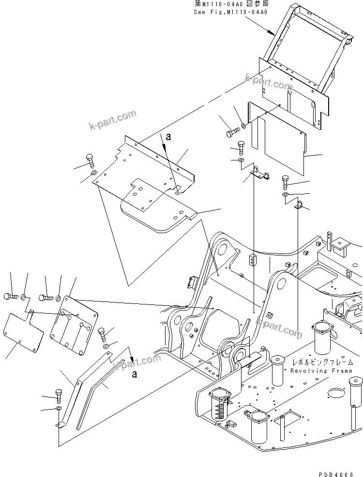 Komatsu parts book diagram for PC228UU-1-TN S/N 10001-UP: HOOD (PARTITON COVER) (1/2) (TUNNEL SPEC.)(#10001-10021)