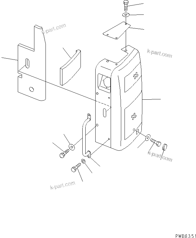 Komatsu parts book diagram for PC228UU-1-TN S/N 10001-UP: SIDE COVER (L.H.)(#10364-10573)