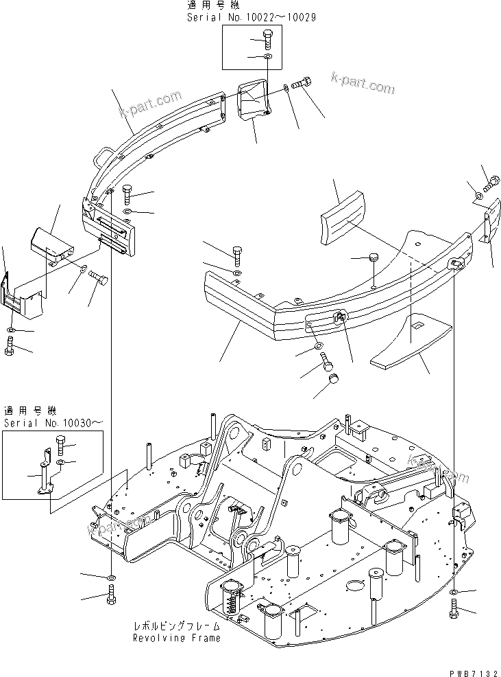 Komatsu parts book diagram for PC228UU-1-TN S/N 10001-UP: SIDE COVER (R.H.)(#10022-10573)