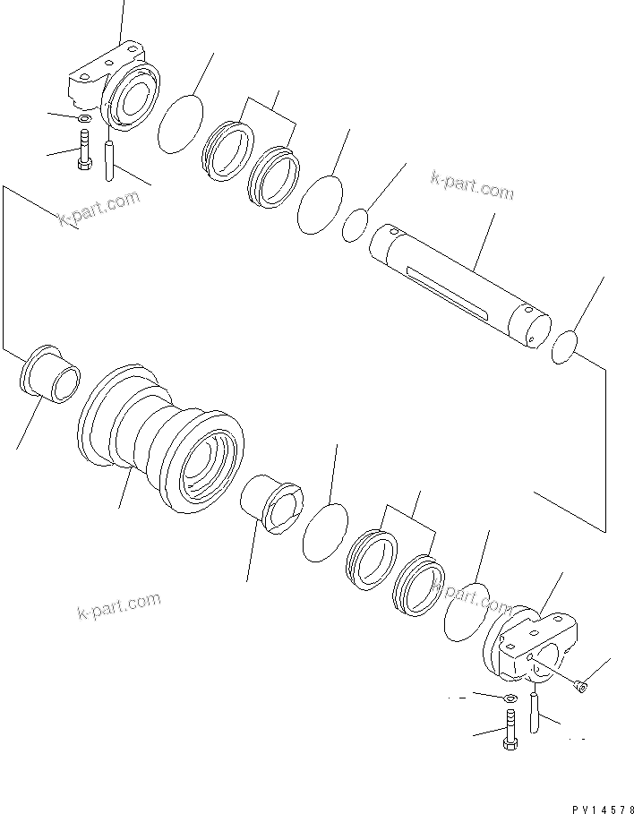 Komatsu parts book diagram for PC228UU-1-TN S/N 10001-UP: TRACK ROLLER(#10022-10584)