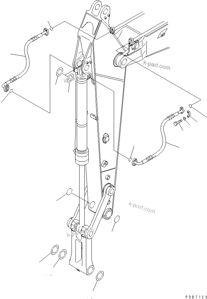 Komatsu parts book diagram for PC228UU-1-TN S/N 10001-UP: ARM (2.9M) (1 ACTUATOR) (HEAVY DUTY) (BUCKET CYLINDER HOSE)(#10022-10573)