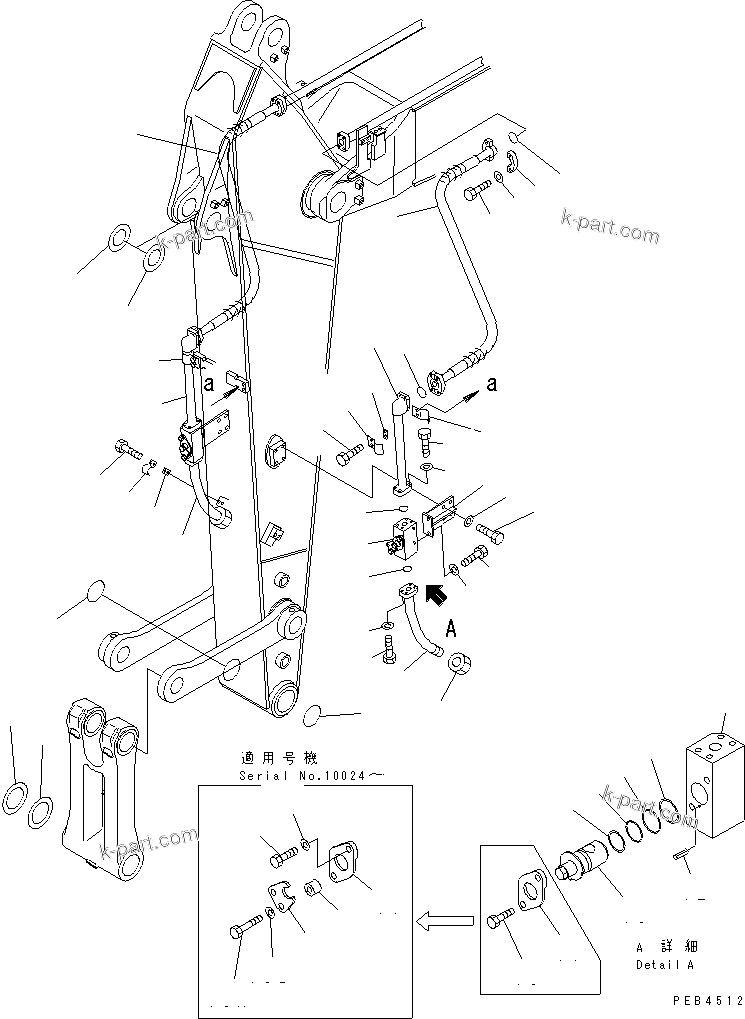 Komatsu parts book diagram for PC228UU-1-TN S/N 10001-UP: ARM (ADDITIONAL PIPING AND SPACER)(#10001-10573)