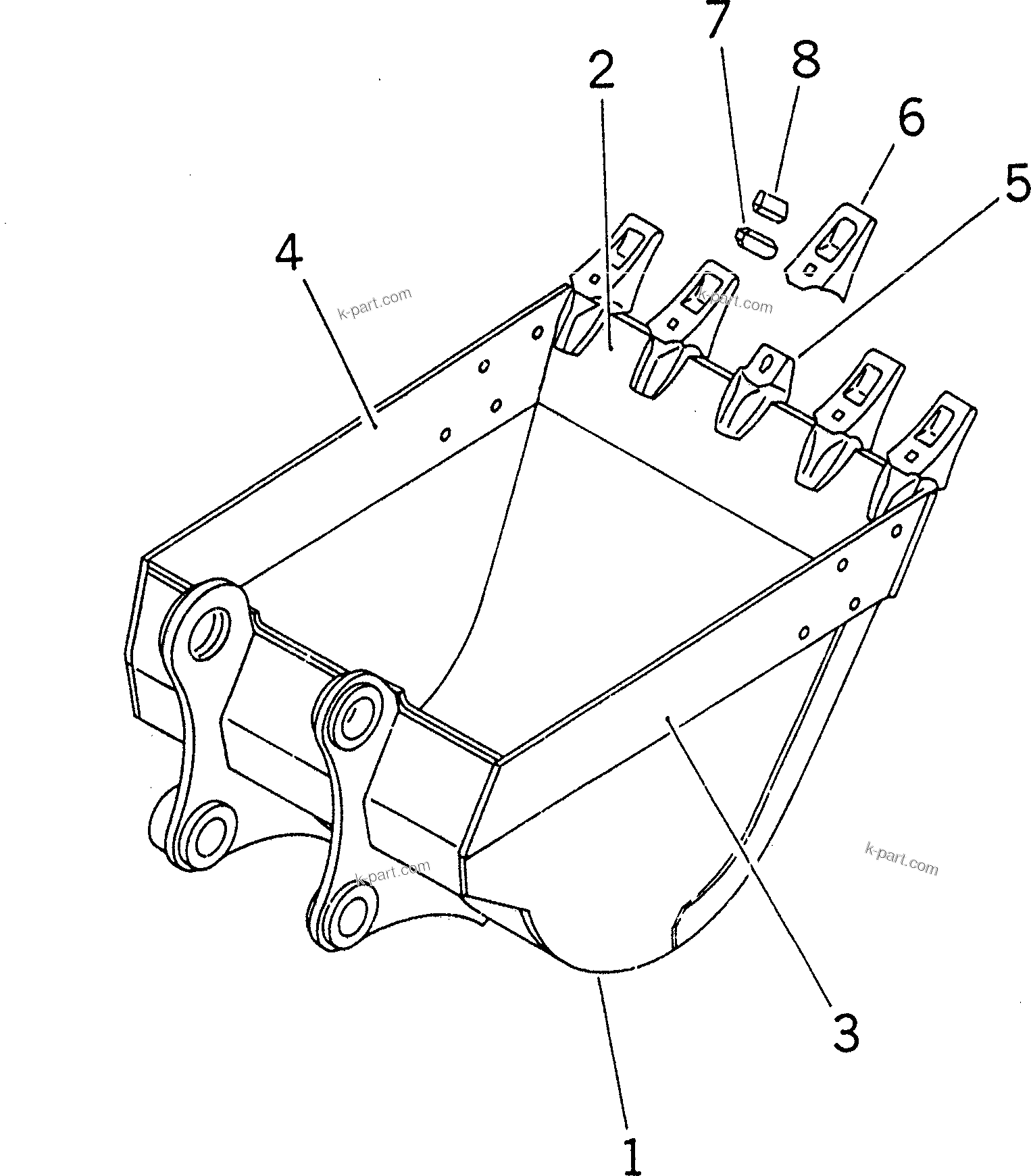 Komatsu parts book diagram for PC228UU-1-TN S/N 10001-UP: BUCKET ? 0.8M3 (CECE 0.7M3) ? 1045MM (VERTICAL PIN TYPE)(#10022-)
