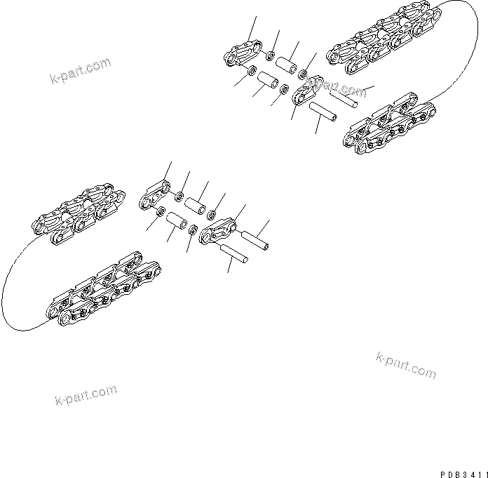 Komatsu parts book diagram for PC228UU-1-TN S/N 10001-UP: TRACK LINK (SUPPLY PARTS)