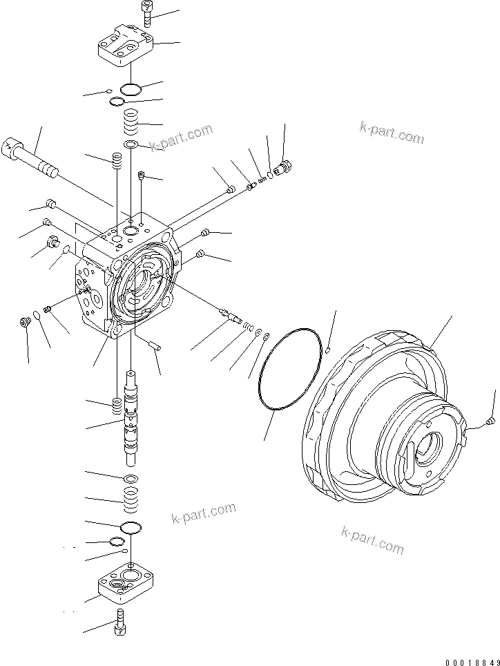 Komatsu parts book diagram for PC228UU-1-TN S/N 10001-UP: TRAVEL MOTOR (1/3)(#10001-10573)