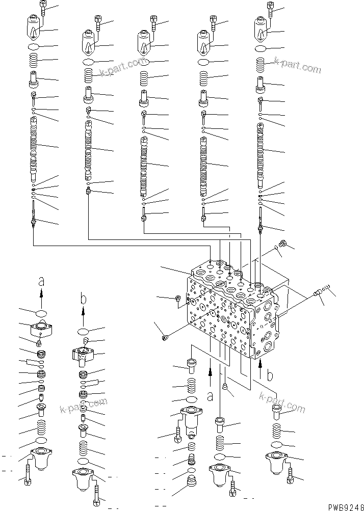 Komatsu parts book diagram for PC228UU-1-TN S/N 10001-UP: MAIN VALVE (2-ACTUATOR) (1/12) (TUNNEL SPEC./FOR MONO-BOOM)(#10022-10195)