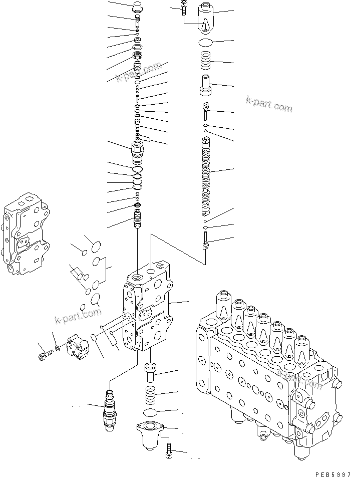 Komatsu parts book diagram for PC228UU-1-TN S/N 10001-UP: MAIN VALVE (2-ACTUATOR) (11/12) (TUNNEL SPEC./FOR MONO-BOOM)(#10001-10573)