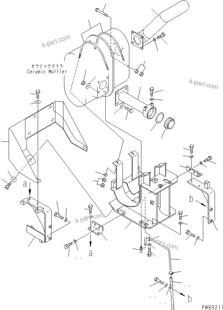 Komatsu parts book diagram for PC228US-1T S/N 11001-UP (For Formosa): CERAMIC MUFFLER (TUNNEL SPEC.)