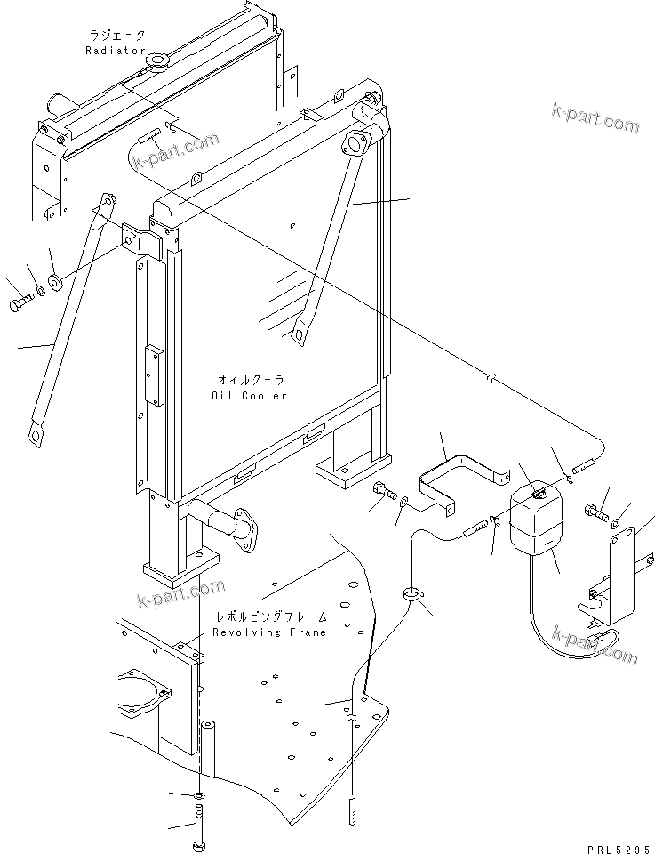 Komatsu parts book diagram for PC228US-1T S/N 11001-UP (For Formosa): COOLING (SUB TANK AND RADIATOR MOUNT)(#11704-)