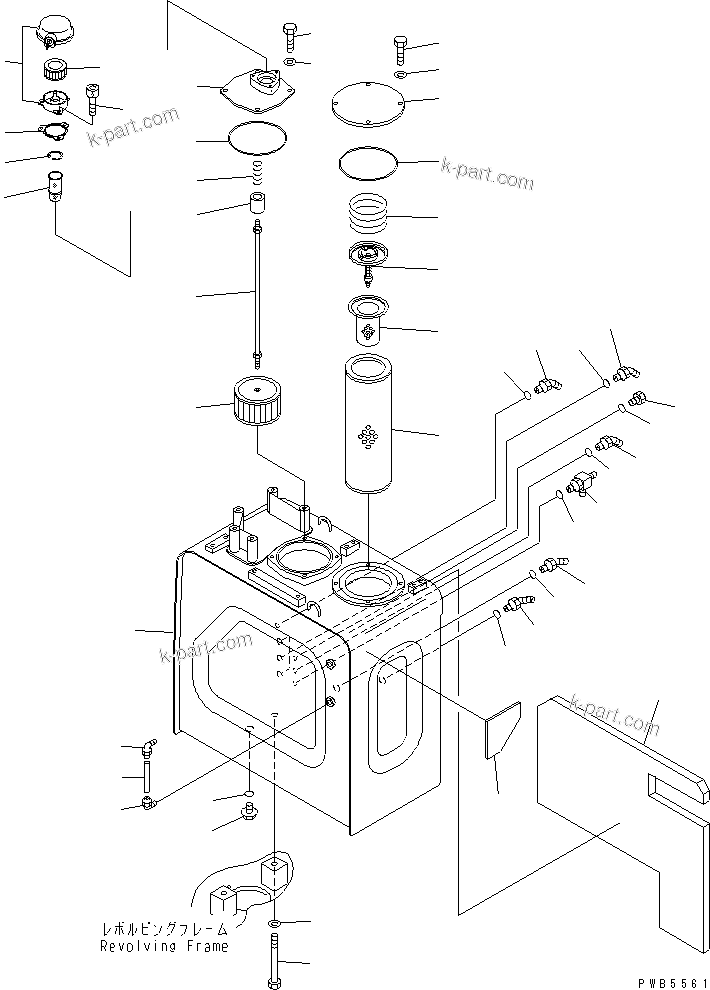 Komatsu parts book diagram for PC228US-1T S/N 11001-UP (For Formosa): HYDRAULIC TANK (TUNNEL SPEC.)