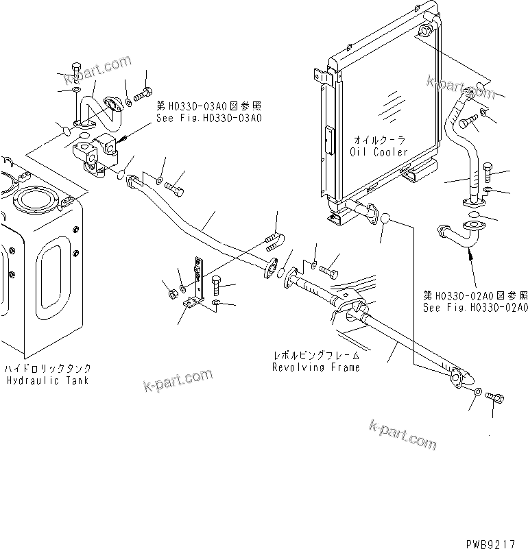 Komatsu parts book diagram for PC228US-1T S/N 11001-UP (For Formosa): OIL COOLER LINE