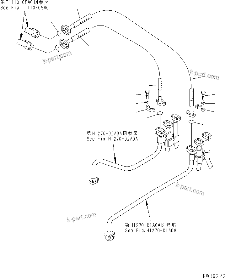 Komatsu parts book diagram for PC228US-1T S/N 11001-UP (For Formosa): ATTACHMENT LINE (1 ACTUATOR) (HOSE)