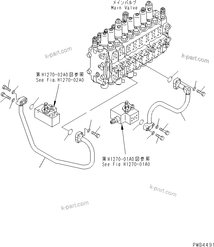 Komatsu parts book diagram for PC228US-1T S/N 11001-UP (For Formosa): ATTACHMENT LINE (1 ACTUATOR) (VALVE SIDE)