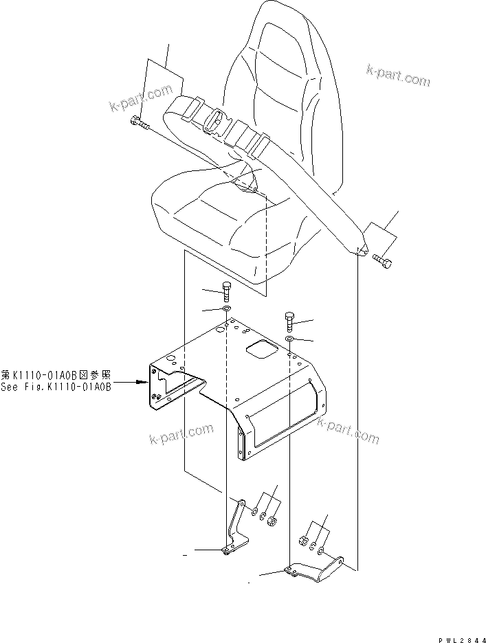 Komatsu parts book diagram for PC228US-1T S/N 11001-UP (For Formosa): SEAT BELT