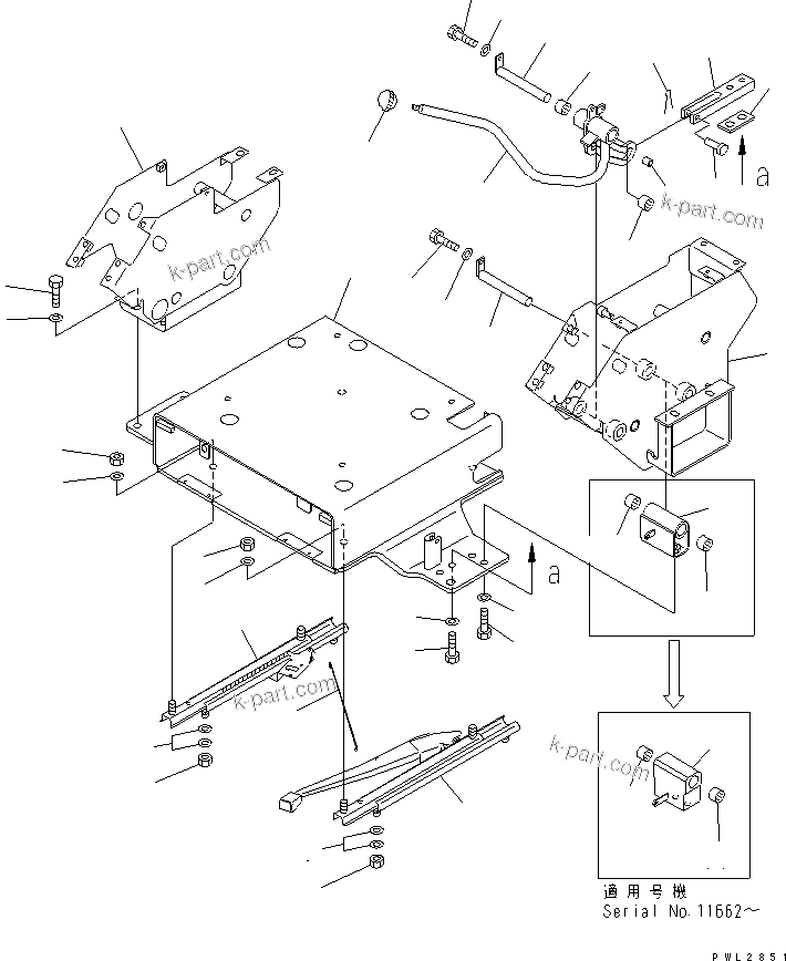 Komatsu parts book diagram for PC228US-1T S/N 11001-UP (For Formosa): FLOOR FRAME (BASE) (1/2) (TUNNEL SPEC.)(#11494-)