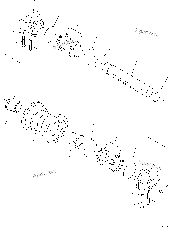 Komatsu parts book diagram for PC228US-1T S/N 11001-UP (For Formosa): TRACK ROLLER (FOR MONO BOOM)