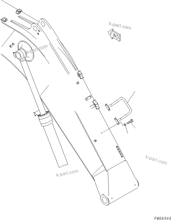 Komatsu parts book diagram for PC228US-1T S/N 11001-UP (For Formosa): MONO-BOOM (4.5M ? 4.8M ? 5.7M) (HANDRIL)
