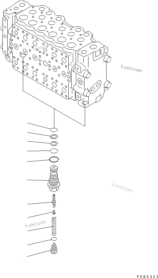 Komatsu parts book diagram for PC228US-1T S/N 11001-UP (For Formosa): MAIN VALVE (2-ACTUATOR) (5/12) (TUNNEL SPEC./FOR MONO-BOOM)