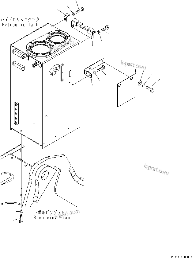 Komatsu parts book diagram for PC228USLC-3-AB S/N 20001-29999: HYDRAULIC TANK (BRACKET) (BLUE)(#20001-)