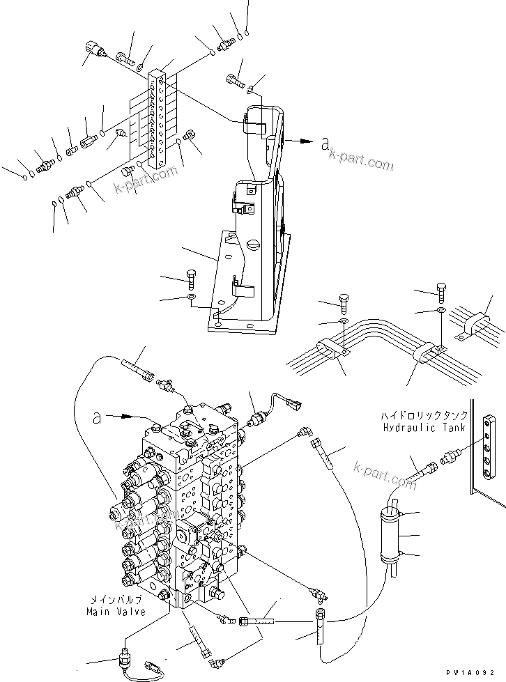 Komatsu parts book diagram for PC228USLC-3-AB S/N 20001-29999: MAIN VALVE (HOSE) (1 AND 2 ACTUATOR)(#20001-)