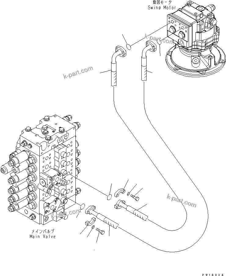 Komatsu parts book diagram for PC228USLC-3-AB S/N 20001-29999: SWING LINES(#20001-)