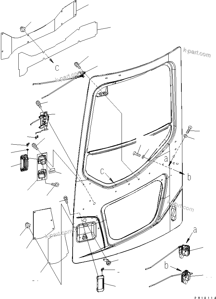Komatsu parts book diagram for PC228USLC-3-AB S/N 20001-29999: OPERATOR'S CAB (DOOR LOCK LINKAGE) (WITH DOOR SASH)(#20001-)
