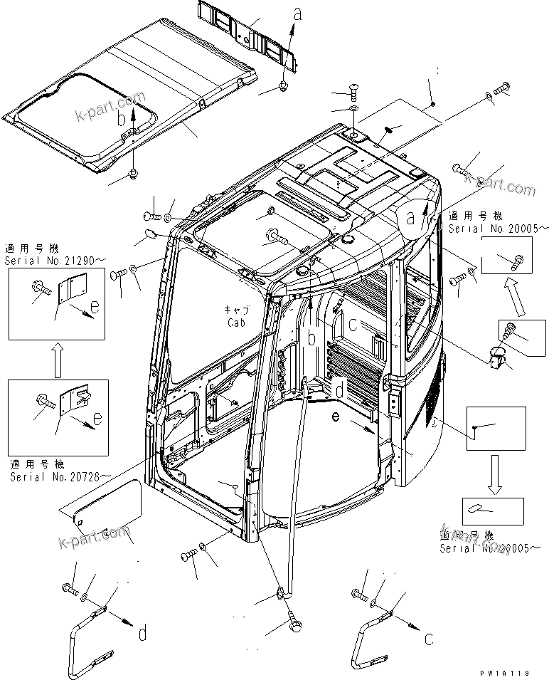 Komatsu parts book diagram for PC228USLC-3-AB S/N 20001-29999: OPERATOR'S CAB (ACCESSORIES)(#20001-)