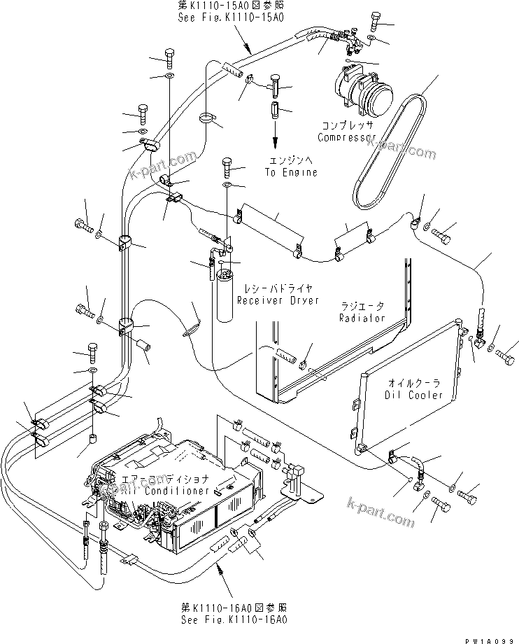 Komatsu parts book diagram for PC228USLC-3-AB S/N 20001-29999: AIR CONDITIONER (HOSE)(#20001-)