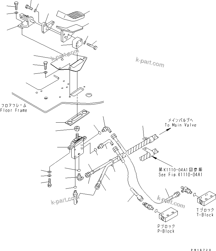 Komatsu parts book diagram for PC228USLC-3-AB S/N 20001-29999: FLOOR FRAME (FOOT REST) (L.H.) (2 ACTUATOR)(#20001-)