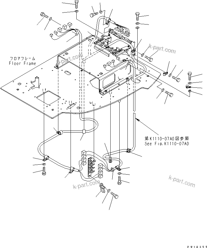 Komatsu parts book diagram for PC228USLC-3-AB S/N 20001-29999: FLOOR FRAME (HARNESS CLAMP)(#20001-)