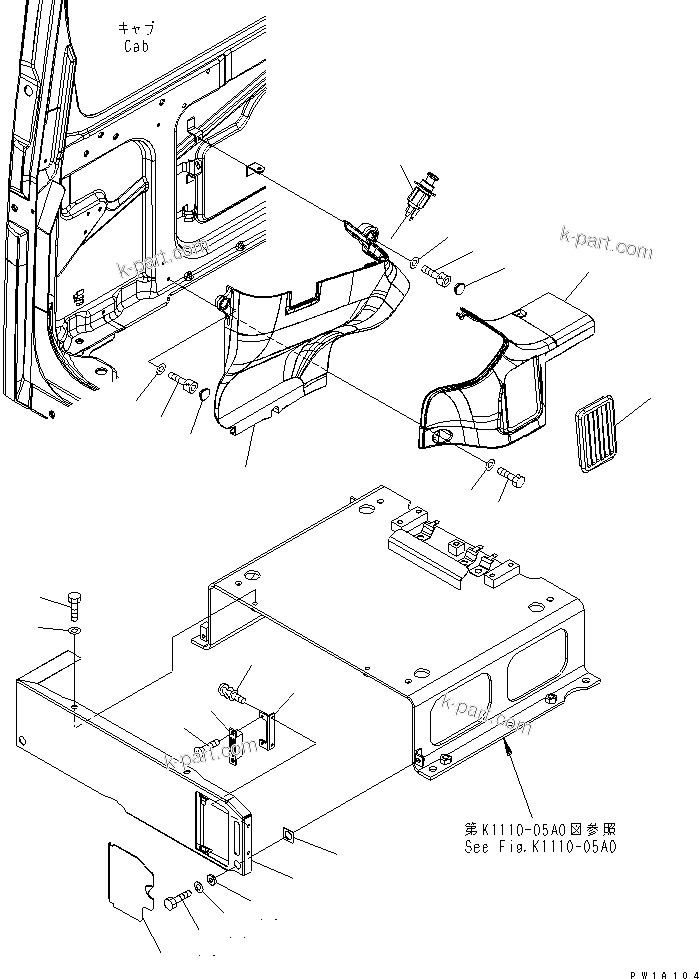 Komatsu parts book diagram for PC228USLC-3-AB S/N 20001-29999: GARNISH COVER(#20001-)