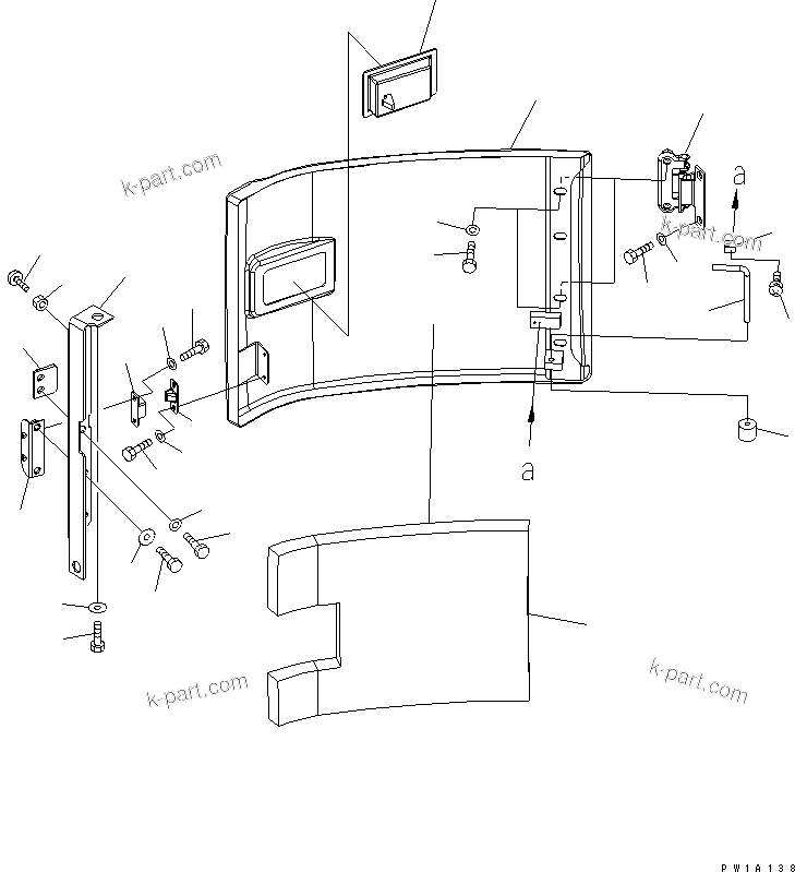 Komatsu parts book diagram for PC228USLC-3-AB S/N 20001-29999: RIGHT SIDE COVER (BLUE)(#20001-)