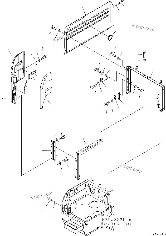 Komatsu parts book diagram for PC228USLC-3-AB S/N 20001-29999: FRONT COVER (COVER) (1/2) (BLUE)(#20001-)