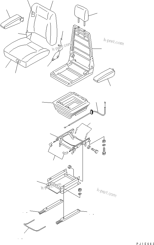 Komatsu parts book diagram for PC228USLC-3-AB S/N 20001-29999: OPERATOR'S SEAT ASS'Y (LEATHER)(#20001-)